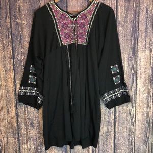 KYLA SEO hand embroidered boho style black dress